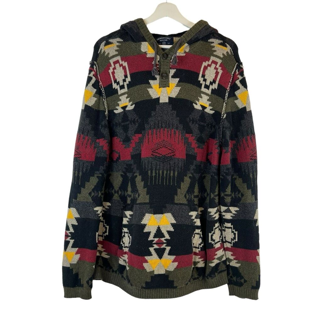 American Eagle Outfitters Size M‎ Hoodie Sweater Aztec Southwest Pullover Mens